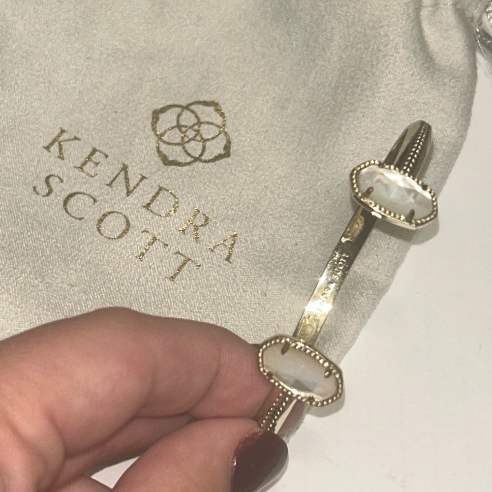 Kendra Scott Elton Gold Cuff Bracelet in Ivory Mother-of-Pearl - Picture 2 of 5